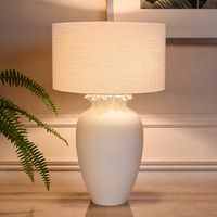 Lampe de table LED moderne et simple en céramique, design écologique, abat-jour en tissu multicolore, DIY, blanc chaud 2700K, 50000