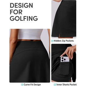 Falda pantalón deportiva FOXA para mujer, de 16 pulgadas, cintura alta, con bolsillos, de secado rápido, para tenis, pickleball, correr, uso en verano - Product Image 4