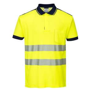PORTWEST - T180YNRXL PW3 hi-vis short sleeve yellow/blue <b>navy</b> <b>polo</b> <b>shirt</b> - EAN 5036108309344 HI-VIS WORKWEAR - Product Image 1
