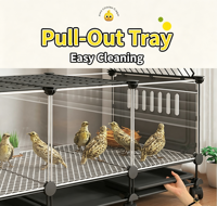 Cage à poulets et cailles robuste en plastique PP avec plateau, emballage en boîte, fenêtre transparente et système anti-évasion pour extérieur et intérieur