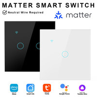 Interrupteur intelligent Wi-Fi Matter, norme UE, 1/2/3/4 gangs, écran tactile, télécommande d'éclairage, minuterie, fil neutre requis, câblage N+L