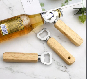 Xinrunjin, regalo de boda personalizable, mango de madera, cerveza, vino y destornillador, abrebotellas, logotipo grabado, artesanías de bambú y madera - Product Image 4