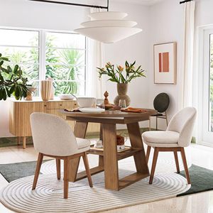Table à manger ronde extensible SENYU pour 4 à 8 personnes, table à manger ovale moderne pour cuisine avec feuilles amovibles, gain de place, base en bois - Product Image 2