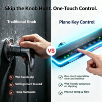Nouvel ensemble de robinetterie de douche thermostatique poli à boutons piano avec affichage numérique et lumière d'ambiance, design moderne pour hôtels, maisons et villas