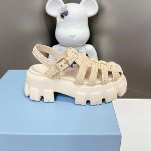 Sandales compensées en raphia tressé pour femme, à boucle, semelle épaisse, décontractées, pour le quotidien, chaussures de créateur - Product Image 2