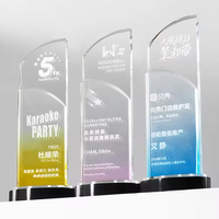 Trophée en cristal personnalisé avec impression UV, logo gravé au laser, dégradé de couleurs, pour cérémonie de remise de prix, souvenirs d'événements