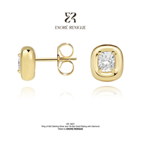 Boucles d'oreilles en moissanite 2 carats taille coussin D VVS1, en argent sterling 925 sans nickel, plaquées or 18 carats, bijoux fins pour femmes