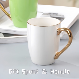 Ly sứ cao cấp sang trọng, tay cầm vàng, in hình tùy chỉnh, dùng uống cà phê, trà, sữa, dùng trong nhà, quà tặng Giáng sinh, tiệc tùng - Product Image 3