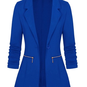 Chaqueta de lana de talla grande para mujer con tapeta frontal, Chaqueta de traje de oficina de manga larga con trabajo de bolsillo con cremallera, tallas de S-3XL - Product Image 4