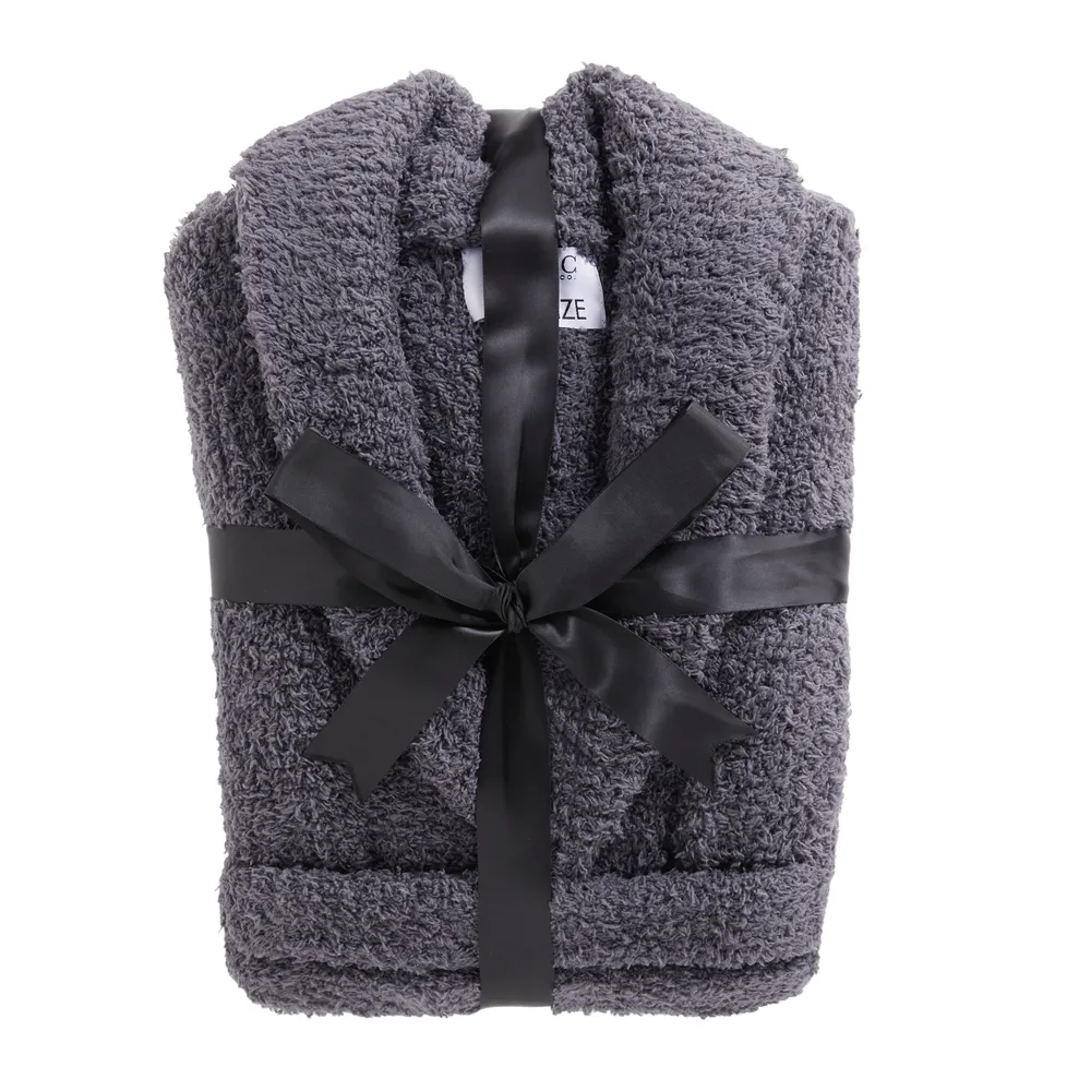 0 Defect Top Craft Super Soft Absorbent Feather Microfiber Yarn Knit Men Women Kids Cozy Fluffy Plush Robe