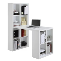 Bureau d'ordinateur intégré avec bibliothèque de 120 cm de large, 12 compartiments de rangement, capacité de charge de 91 kg, idéal pour les fournitures de bureau et les loisirs créatifs