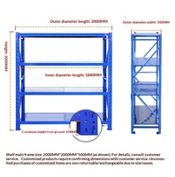 Étagère de stockage industrielle robuste réglable pour palettes, en acier épaissi, multi-niveaux, avec crochets, revêtement époxy