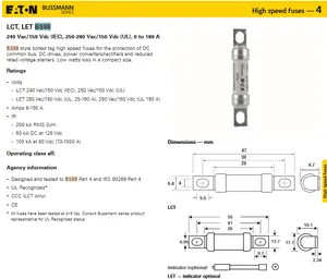 BS88.4 35FE TO 100FE 690V บัดเร็ว ns fastacting lindnertap บัดกาวบัดเร็วรถยนต์เชิงพาณิชย์ EATON Bussmann ฟิวส์