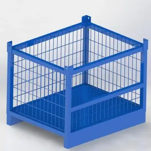 DJ sanayi çekmeceli saklama dolabı depo Metal yığını katlanabilir depolama kafes konteyner katlanabilir istiflenebilir katlanır çelik palet - Product Image 4