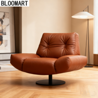 Chaise pivotante de loisir rétro personnalisée extrêmement simple Fauteuil monoplace à dossier souple en cuir Chaise de réception de bureau d'hôtel