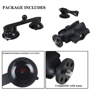 Soporte de Ventosa Doble ABS para Parabrisas de Coche, Soporte para GoPro Hero 14 Mission <span class=keywords><strong>1</strong></span>/<span class=keywords><strong>DJI</strong></span> <span class=keywords><strong>Osmo</strong></span>/Insta360 y Otras Cámaras de Acción - Product Image 2