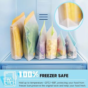 Sacs de conservation alimentaire réutilisables en PEVA, compatibles lave-vaisselle et étanches, sacs de congélation sans BPA pour la cuisine, les voyages et le maquillage - Product Image 4