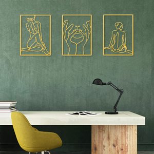 Decoración de pared con acentos modernos de Metal para el hogar, escultura 3D <span class=keywords><strong>minimalista</strong></span> abstracta para sala de estar, decoración de pared artística de lujo para el hogar - Product Image 4