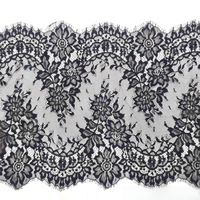 ERKOUMI 38cm Dentelle française Chantilly extensible en nylon brillant, élégante et opulente, pour robe de soirée, mantille et embellissement de couronne