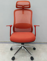 Chaise de bureau exécutive ergonomique moderne en métal avec support lombaire réglable et dossier en maille pivotant pour le bureau à domicile