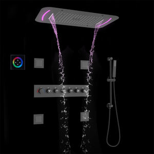 Grifos de sistema de ducha LED de lujo, mezclador de ducha de burbujas de cascada de niebla de lluvia súper grande, juegos de baño termostáticos de alto flujo de agua - Product Image 3