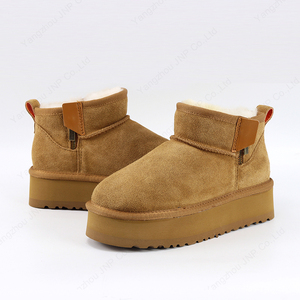 <span class=keywords><strong>Botas</strong></span> de <span class=keywords><strong>Plataforma</strong></span> Ultra <span class=keywords><strong>Mini</strong></span> de Piel de Vaca Clásica para Mujer, Botines de Piel de Oveja con Forro de Lana para la Nieve - Product Image 4