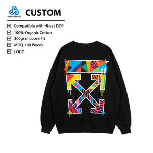 Sudadera <span class=keywords><strong>de</strong></span> Cuello Redondo <span class=keywords><strong>de</strong></span> Felpa Francesa Gruesa con Logotipo Personalizado Bordado, 100% Algodón, Diseño Artístico Ecológico, Moda Diaria Creativa - Product Image 1