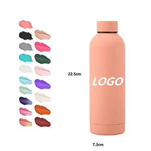 Botella de Agua de Acero Inoxidable de 500 ml con Logotipo Personalizado, Aislada al Vacío de Doble Pared, Vaso de Viaje, Diseño Minimalista, 22.5 cm de Altura - Product Image 1