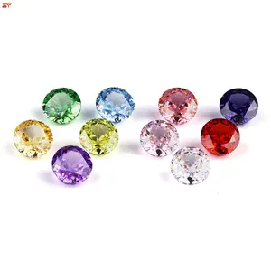 Diamant coloré à haute teneur en carbone, coupe de glace, forme ronde, mélange de couleurs, zircone cubique CZ