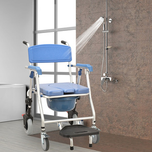 Chaise de douche avec roulettes pour personnes âgées et handicapées, capacité de 200 kg, en alliage d'aluminium et plastique, design moderne - Product Image 1