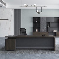 Bureau de direction en forme de L, table de patron en bois épais de 50 mm, poste de travail moderne en MDF avec tiroir de rangement
