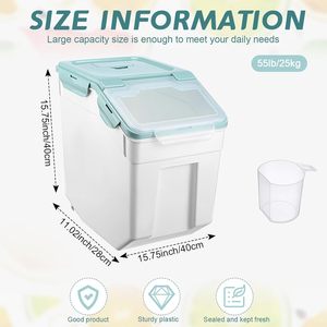 Màu xanh 55 lbs gạo lưu trữ <span class=keywords><strong>container</strong></span> với bánh xe không bị rò rỉ PP thực phẩm lưu trữ hộ<span class=keywords><strong>p</strong></span> con dấu khó<span class=keywords><strong>a</strong></span> BPA-free Home Organizer - Product Image 3