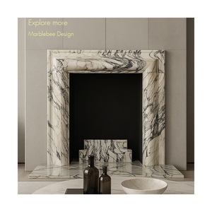 Cornice per Caminetto in Stile Europeo Personalizzata Newstar, Rivestimento in Marmo Calacatta Viola - Product Image 3