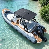 Bateau semi-rigide gonflable de sport de luxe de 6,6 m (22 pieds) certifié CE, style européen, en fibre de verre et Hypalon