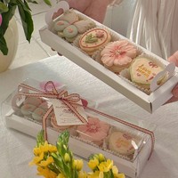 SLShePack Paquete de 50 Cajas para Alimentos con Ventana Transparente para Macarons, Trufas de Chocolate, Galletas y Productos de Panadería
