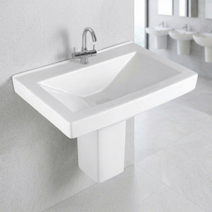 Lavabo moderne en pierre de granit à double pression, design intérieur, demi-piedestal, motif antique, pour villa - Product Image 3