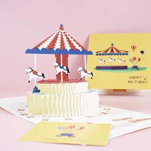 Lovely 3D Pop up Carousel Happy <strong>Birthday</strong> Cake Greeting <strong>Card</strong> Unique Handmade Folding Celebration Gift <strong>Cards</strong> <strong>for</strong> All Occasions - Product Image 1
