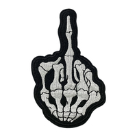 Parches Bordados Personalizados con Logotipo, Diseño de Mano de Esqueleto, Parches Termoadhesivos, Mini Parches de Velcro Personalizados para Motociclistas