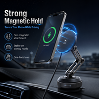 Support de chargeur sans fil magnétique Qi2 25W pour Tesla Model 3 avec base à forte aspiration, fixation tableau de bord, USB-C et support réglable – Garantie 1 an