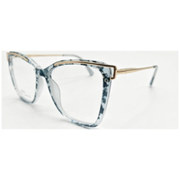 Lunettes de vue transparentes carrées en TR90 avec monture métallique dorée, charnière à ressort, verres solides anti-lumière bleue et diamantés