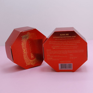 Boîte d'emballage de savon hexagonale pliable écologique personnalisée faite à la main Savon blanchissant à l'astaxanthine Boîte d'emballage de savon avec logo - Product Image 4