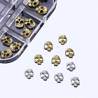 Charmes d'Halloween 3D pour Ongles en Alliage Métallique, Style Punk Gothique, Crâne, Décoration Manucure, 6 Grilles, 30 Pièces