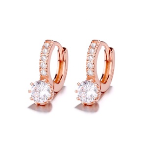 Fashion <strong>Solid</strong> 925 Sterling <strong>Silver</strong> White Paved Crystal <strong>Hoop</strong> <strong>Earrings</strong> for Women Jewelry - Product Image 3