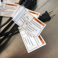 Étiquettes de sécurité certifiées UL817/UL969 pour cordon d'alimentation PGIS2, autocollants PET imperméables