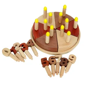 霍伊工艺新产品数字生日蛋糕轨道火车木制厨房玩具Diy儿童木制玩具