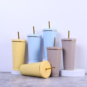 Venta al por Mayor de Vasos Térmicos de Acero Inoxidable de 500 ml con Doble Aislamiento, con Pajita y Tapa - Product Image 1