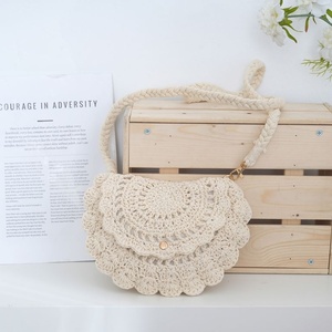 Borsa a <span class=keywords><strong>Tracolla</strong></span> Media in Cotone Intrecciato con Zip - Stile Mori & Instagram, Elegante con <span class=keywords><strong>Tracolla</strong></span> Singola per Vacanze al Mare - Product Image 6