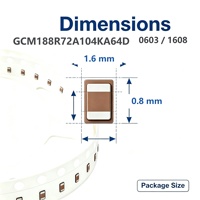 Condensateur céramique SMD 0603 1608 métrique MLCC 100nF 100V X7R ±10% GCM188R72A104KA64D pour appareils IoT AEC-Q200