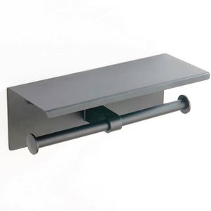 Support double pour rouleaux de papier toilette Wekis en acier inoxydable doré moderne avec couvercle et étagère de rangement, distributeur pour cuisine et salle de sport - Product Image 3