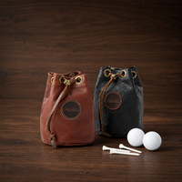 Pochette de golf PRIMUS GOLF en cuir PU avec cordon de serrage, logo rétro en relief, pochette portable pour ranger les balles et les tees, accessoire de golf
